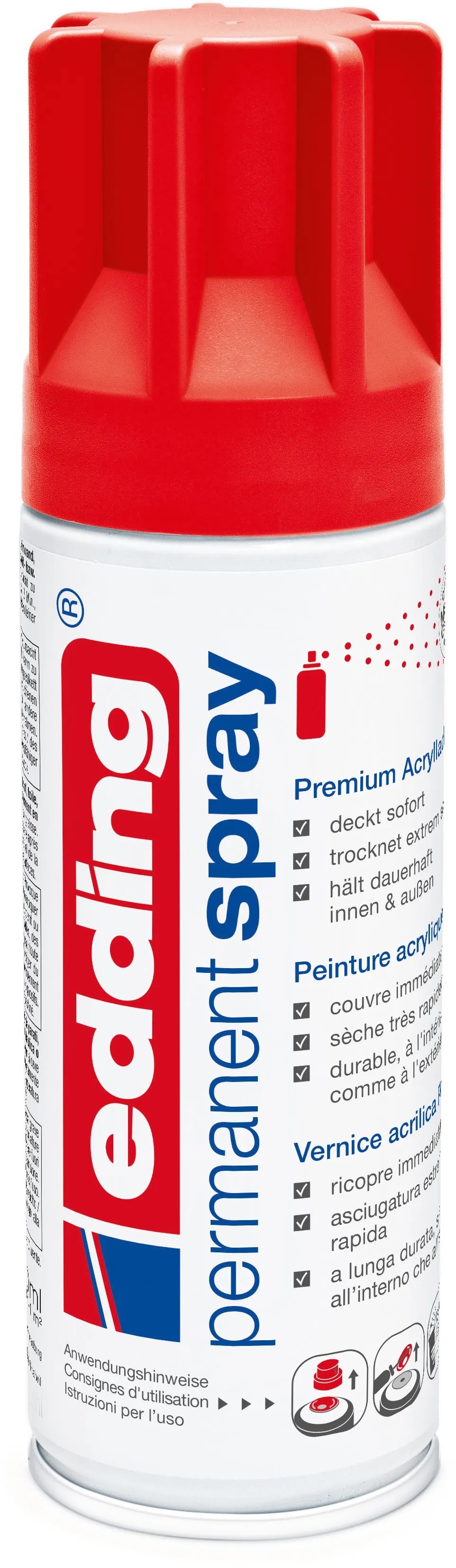 Edding Permanent-Spray 5200 Verkehrsrot seidenmatt 200 ml Edding Permanent-Spray 5200 Verkehrsrot seidenmatt 200 ml