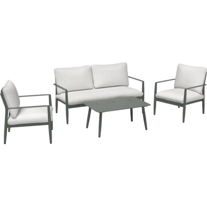 Salon de jardin Claremont acier Vert Gris Blanc crème 4 pcs Salon de jardin Claremont acier Vert Gris Blanc crème 4 pcs