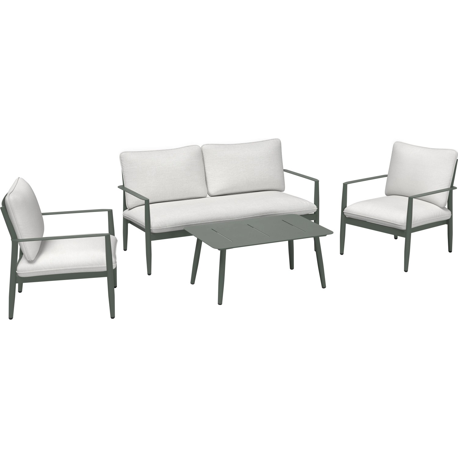 Salon de jardin Claremont acier Vert Gris Blanc crème 4 pcs Salon de jardin Claremont acier Vert Gris Blanc crème 4 pcs