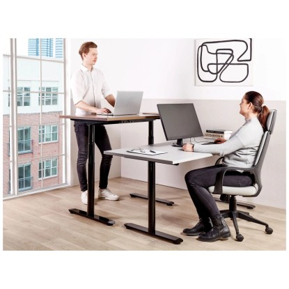 Beliani Schreibtisch Destinas höhenverstellbar Grau-Schwarz 180 x 80 cm Beliani Schreibtisch Destinas höhenverstellbar Grau-Schwarz 180 x 80 cm