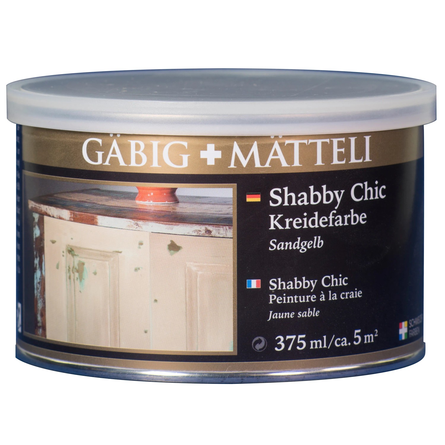 Gäbig+Mätteli Shabby Chic Kreidefarbe matt Sandgelb 375 ml Gäbig+Mätteli Shabby Chic Kreidefarbe matt Sandgelb 375 ml