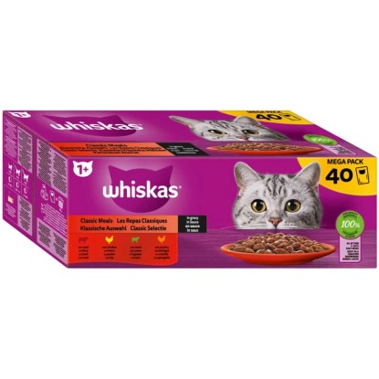 Whiskas Nourriture humide pour chat Sélection classique en sauce 1+ / 40 x 85 g Whiskas Nourriture humide pour chat Sélection classique en sauce 1+ / 40 x 85 g