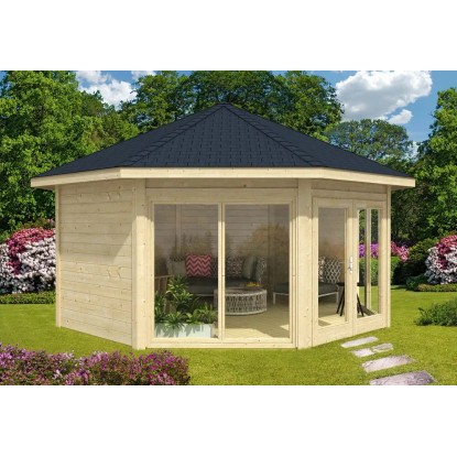 Alpholz Gartenhaus Rügen Spitzdach 519 cm x 519 cm Natur Alpholz Gartenhaus Rügen Spitzdach 519 cm x 519 cm Natur