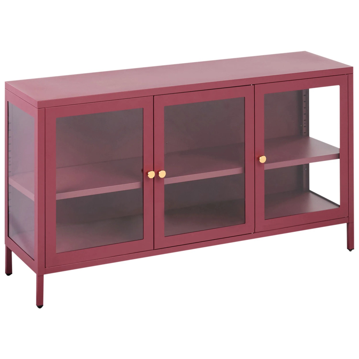 Beliani Vitrine Newport acier Rouge (HxlxP) 64 x 115 x 35 cm Beliani Vitrine Newport acier Rouge (HxlxP) 64 x 115 x 35 cm