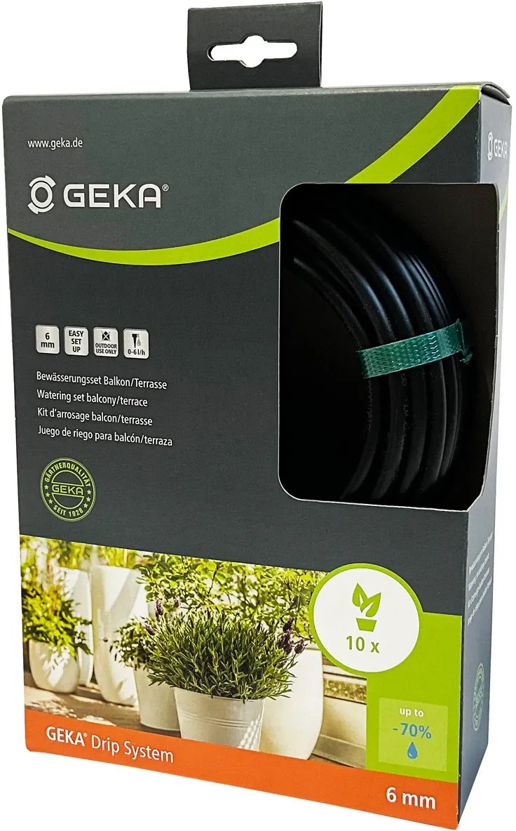 Geka® Drip Set d'arrosage pour balcon et terrasse Noir Ø 6 mm Geka® Drip Set d'arrosage pour balcon et terrasse Noir Ø 6 mm