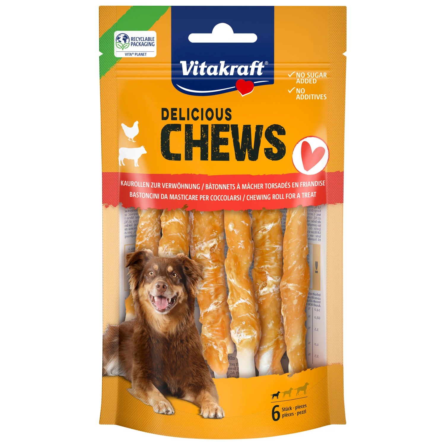 Vitakraft Delicious Chews Bastoncini da masticare con pollo mis. S / 6 pz. Vitakraft Delicious Chews Bastoncini da masticare con pollo mis. S / 6 pz.