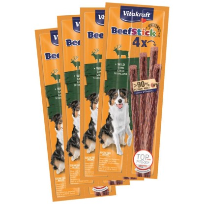Bastoncini da masticare Beef Stick selvaggina Multipack 4 x 4 pz. Bastoncini da masticare Beef Stick selvaggina Multipack 4 x 4 pz.