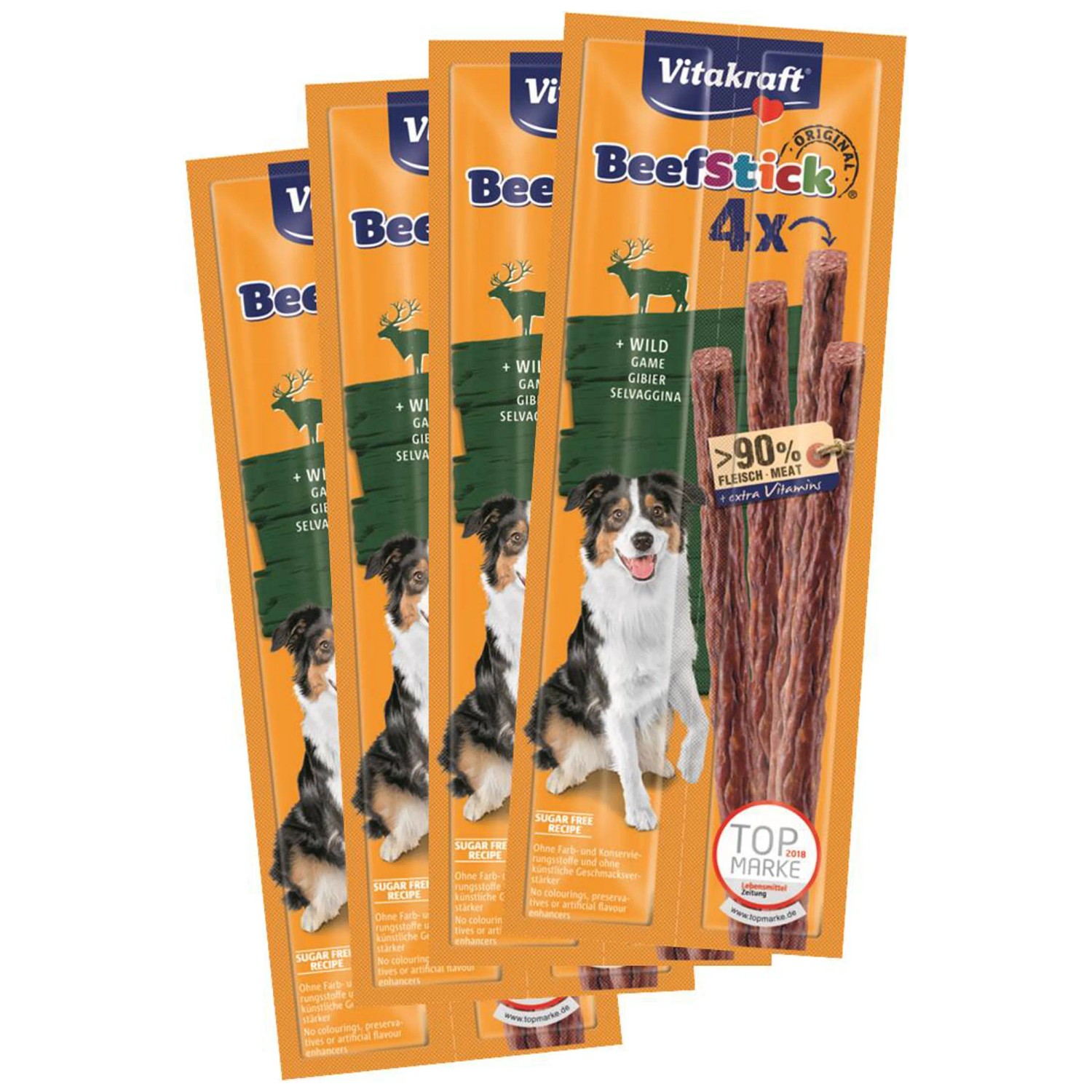 Bastoncini da masticare Beef Stick selvaggina Multipack 4 x 4 pz. Bastoncini da masticare Beef Stick selvaggina Multipack 4 x 4 pz.