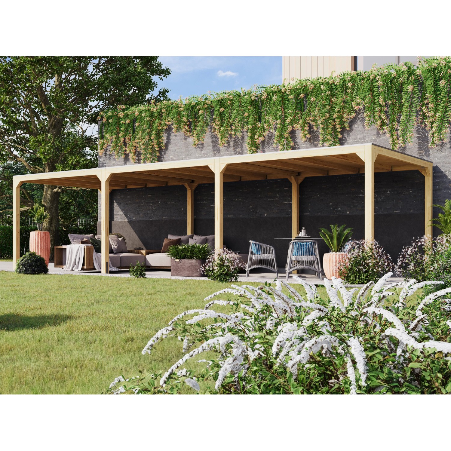 Karibu Pavillon Set Fyrkant naturbelassen mit zwei Verlängerungen Karibu Pavillon Set Fyrkant naturbelassen mit zwei Verlängerungen