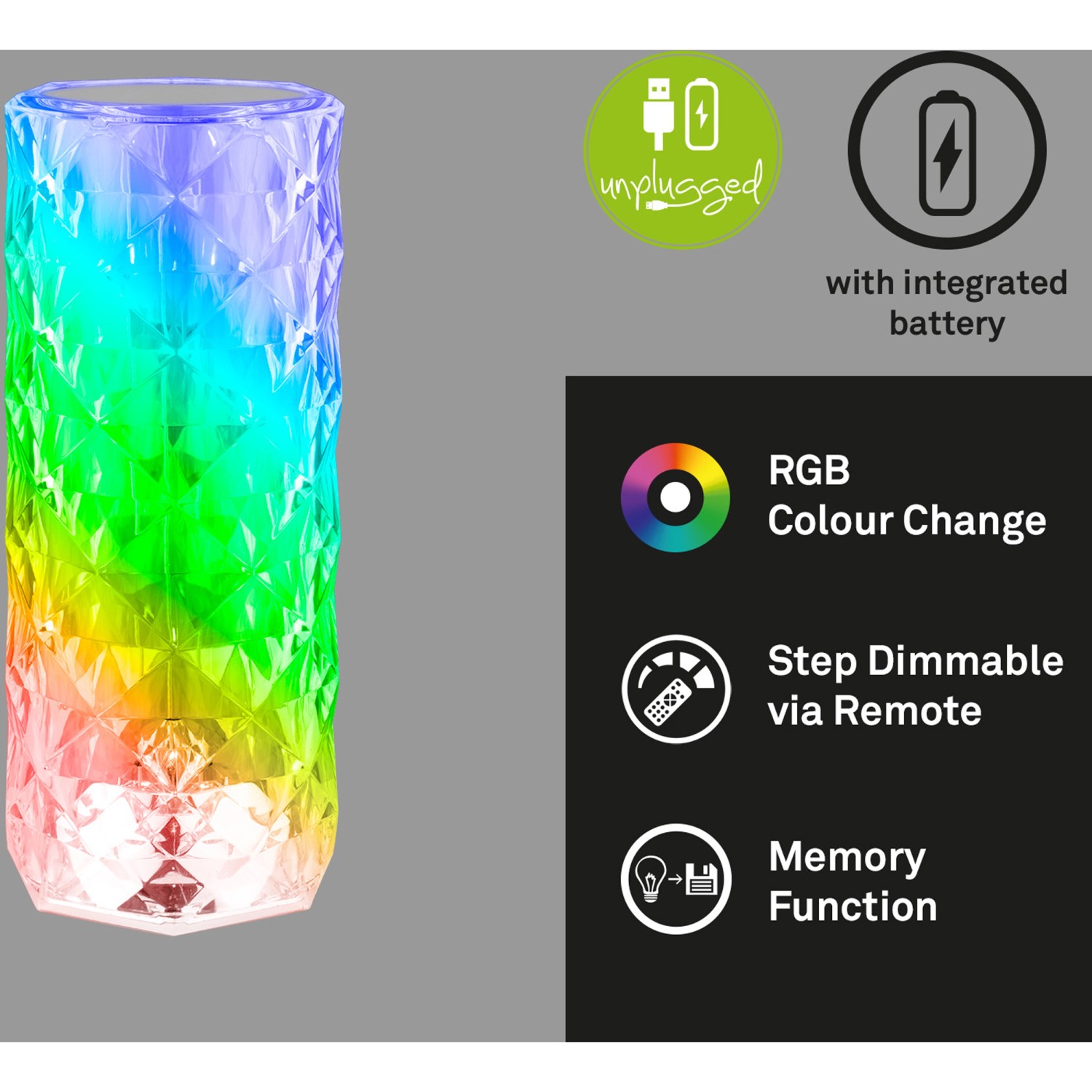 Brilo Akku Tischleuchte Kristalloptik Led Dimmbar Rgb W Cm