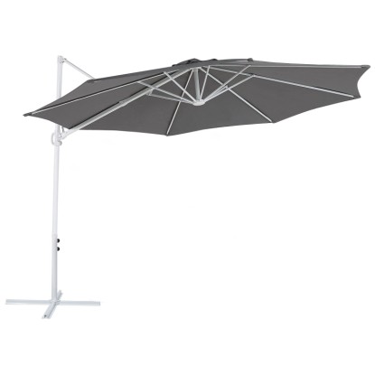 Beliani Ampelschirm Savona II Stoff Dunkelgrau Ø 295 x 254 cm Beliani Ampelschirm Savona II Stoff Dunkelgrau Ø 295 x 254 cm