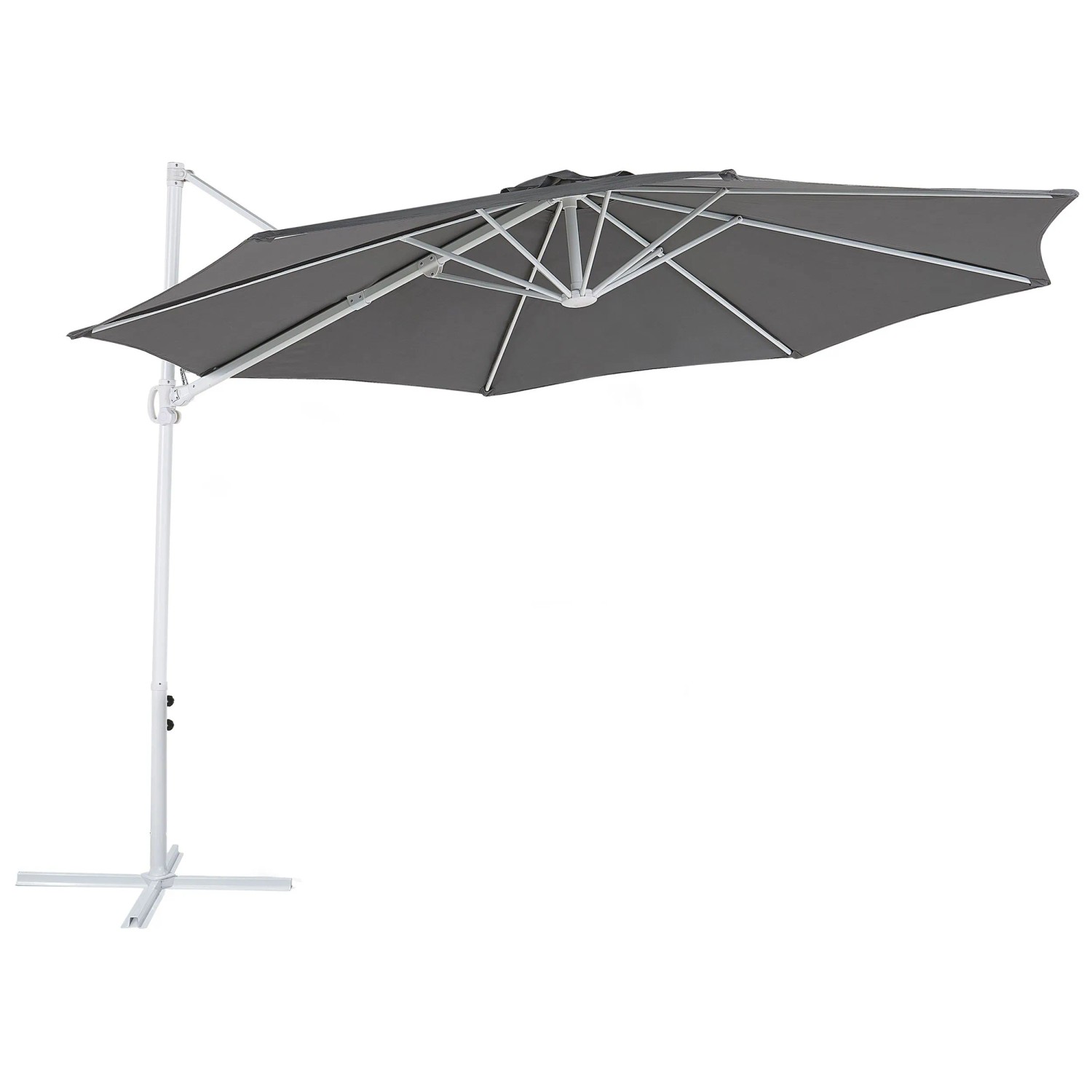 Beliani Ampelschirm Savona II Stoff Dunkelgrau Ø 295 x 254 cm Beliani Ampelschirm Savona II Stoff Dunkelgrau Ø 295 x 254 cm