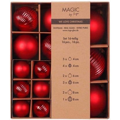 Baumschmuck-Set Glaskugeln Rot Struktur-Mix 16 Stk. Baumschmuck-Set Glaskugeln Rot Struktur-Mix 16 Stk.