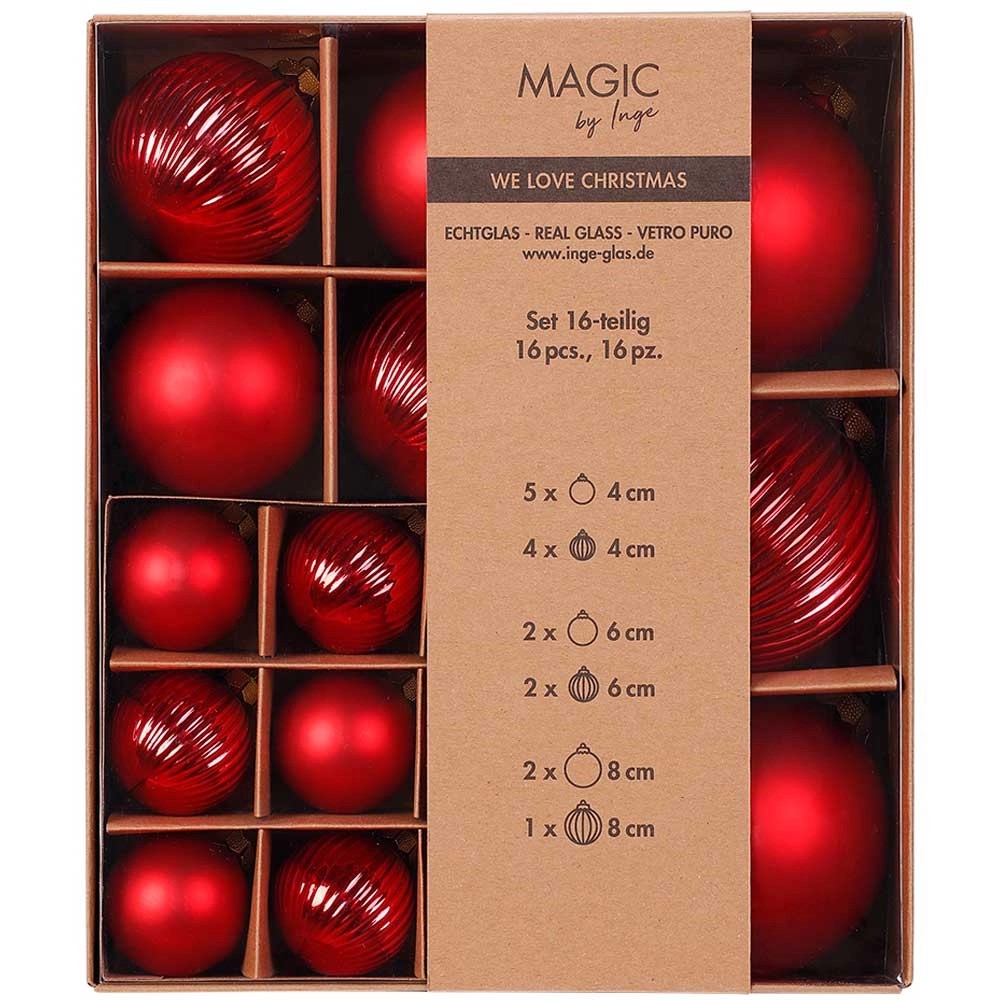 Baumschmuck-Set Glaskugeln Rot Struktur-Mix 16 Stk. Baumschmuck-Set Glaskugeln Rot Struktur-Mix 16 Stk.