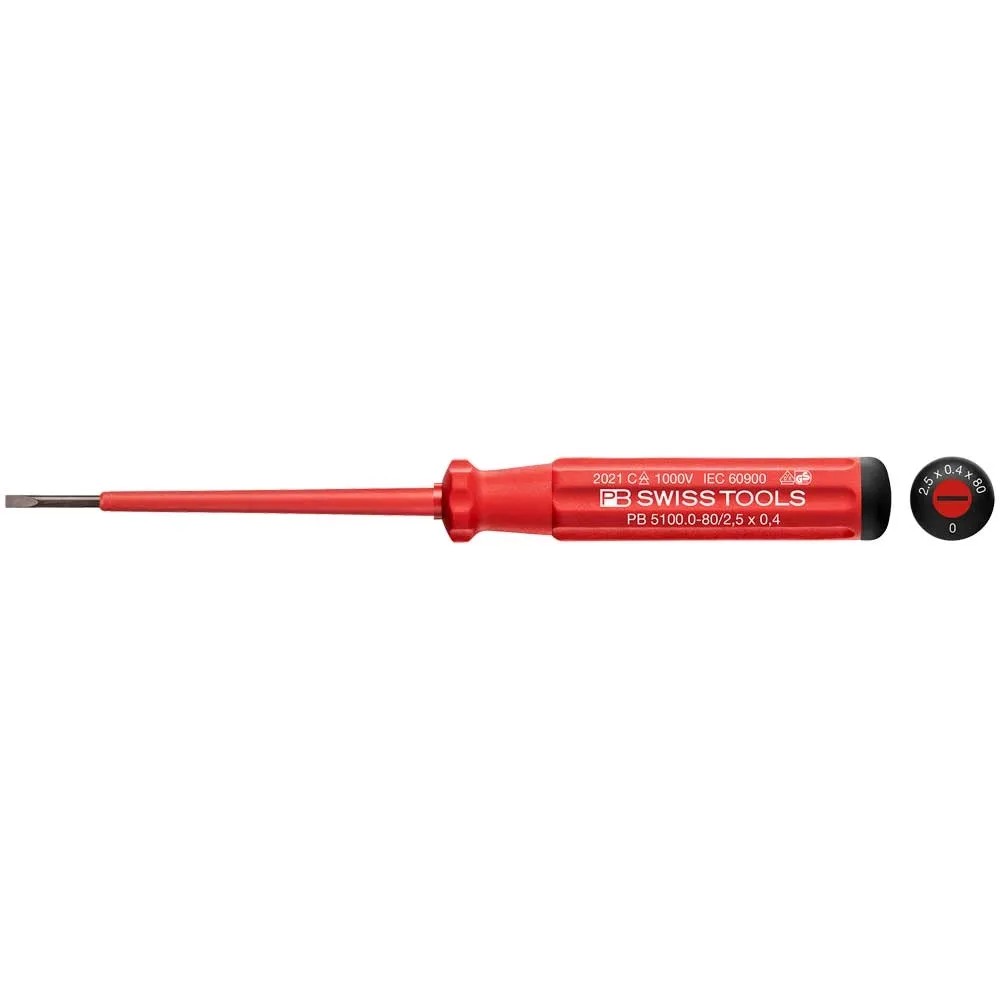 PB Swiss Tools Schlitz-Schraubenzieher PB 5100 VDE Gr. 0 / 80 mm PB Swiss Tools Schlitz-Schraubenzieher PB 5100 VDE Gr. 0 / 80 mm