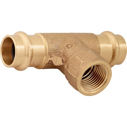 Press-T-Stück Rotguss Ø 18 mm x 18,6 mm (Rp 1/2) x Ø 18 mm Press-T-Stück Rotguss Ø 18 mm x 18,6 mm (Rp 1/2) x Ø 18 mm