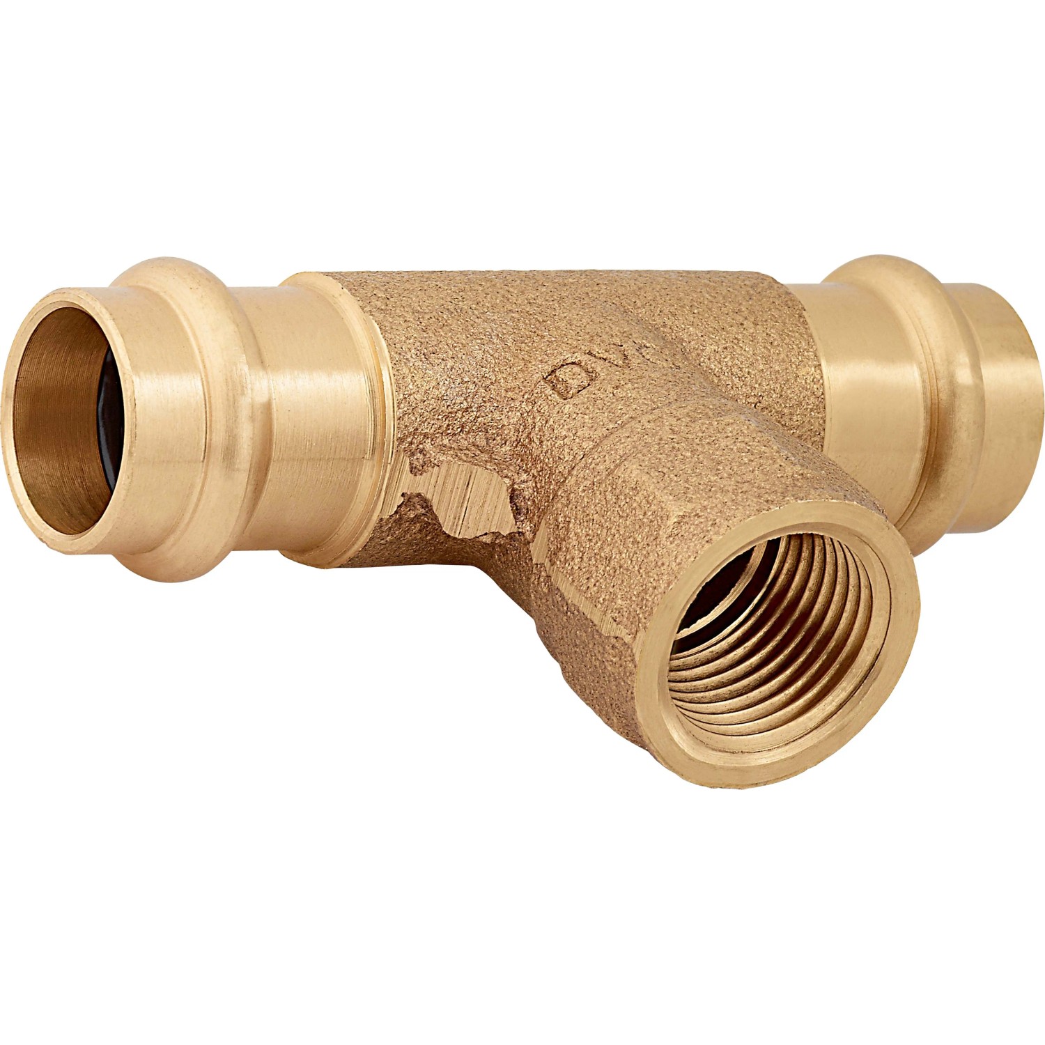 Press-T-Stück Rotguss Ø 18 mm x 18,6 mm (Rp 1/2) x Ø 18 mm Press-T-Stück Rotguss Ø 18 mm x 18,6 mm (Rp 1/2) x Ø 18 mm