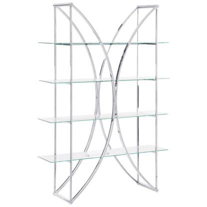 Beliani Étagère Hollow en acier inoxydable argenté 4 niveaux 175 x 120 x 34 cm Beliani Étagère Hollow en acier inoxydable argenté 4 niveaux 175 x 120 x 34 cm