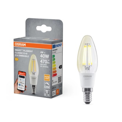 Osram Lampadina LED Smart+ B40 filamento trasp. E14 / 4 W / 470 lm / 2'700 K Osram Lampadina LED Smart+ B40 filamento trasp. E14 / 4 W / 470 lm / 2'700 K