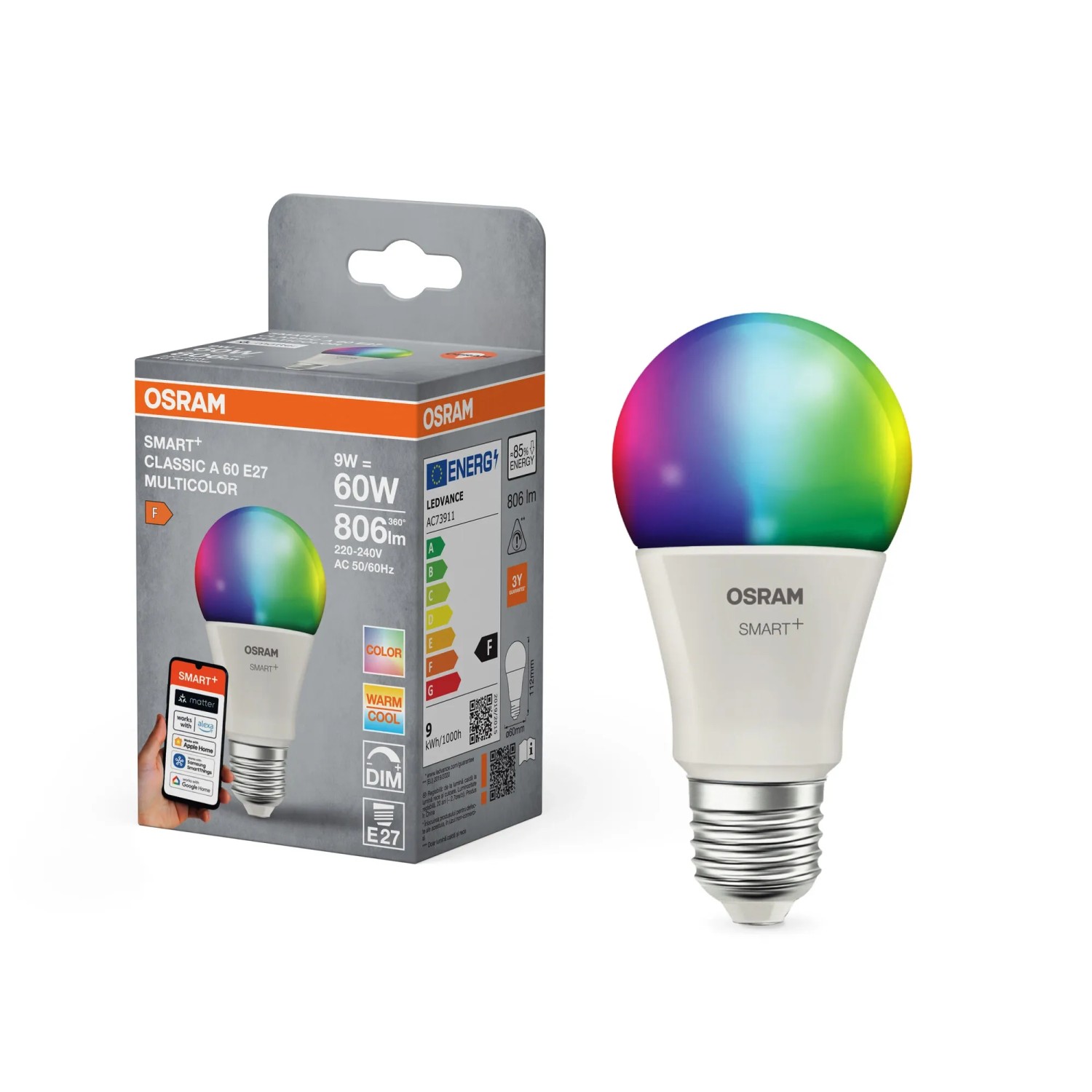 Osram Lampadina LED Smart+ A60 Multicolor E27 / 9 W / 806 lm Osram Lampadina LED Smart+ A60 Multicolor E27 / 9 W / 806 lm