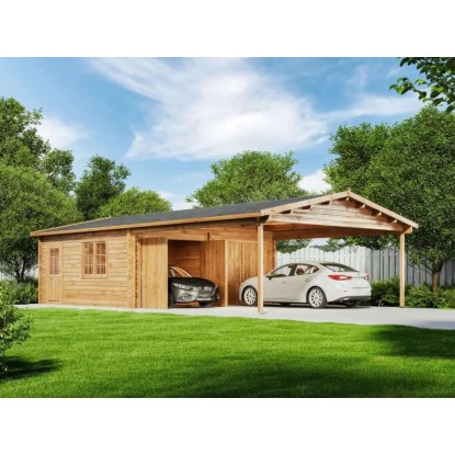 Alpholz Doppelgarage mit Carport Falun-70 ISO B 595 cm x T 1076 cm Alpholz Doppelgarage mit Carport Falun-70 ISO B 595 cm x T 1076 cm