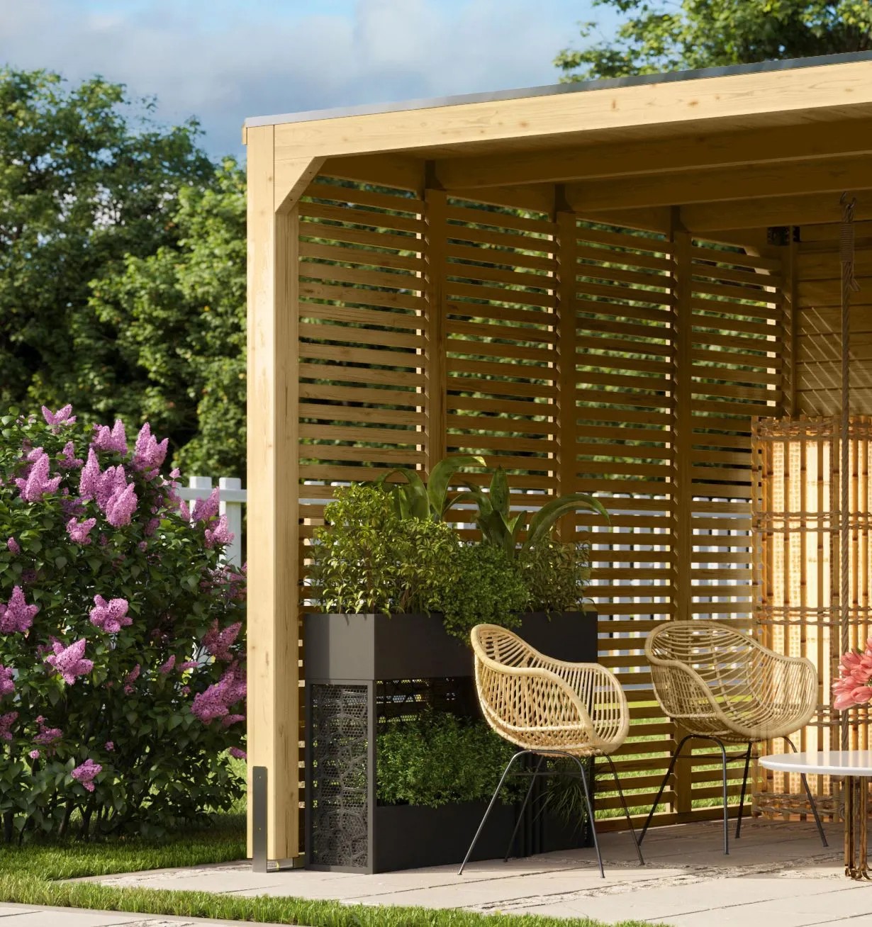Karibu Lamellenwand für Fyrkant Pavillon Karibu Lamellenwand für Fyrkant Pavillon