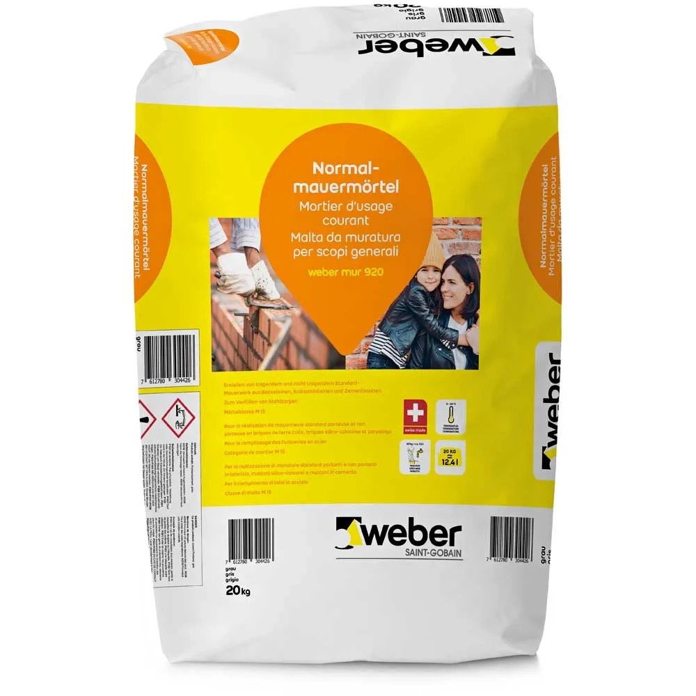 Weber mur 920 Zementmauermörtel M15 20 kg Weber mur 920 Zementmauermörtel M15 20 kg