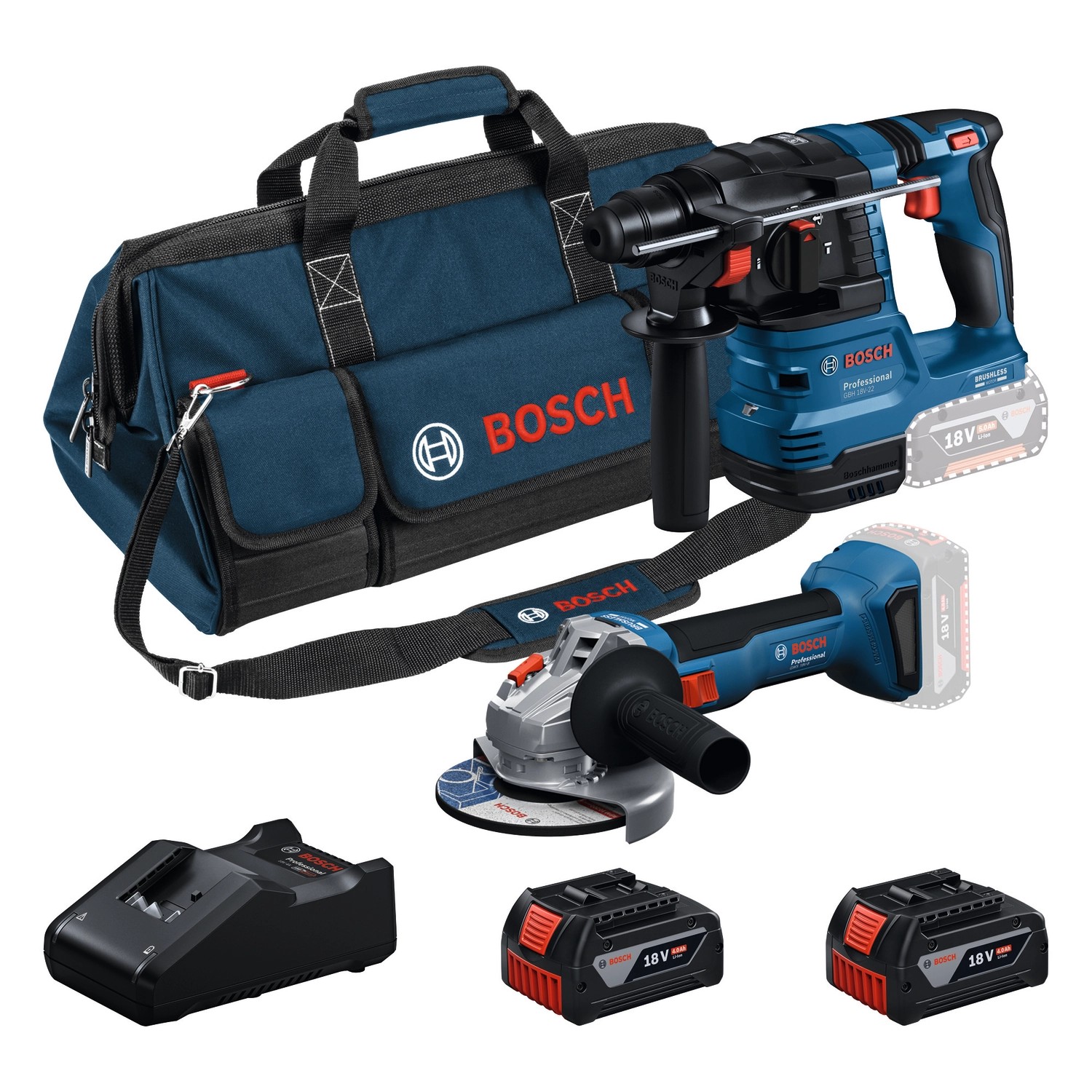 Bosch Combi-Set Professional Bohrhammer GBH 18V-22 + Winkelschleifer GWS 18V-8 Bosch Combi-Set Professional Bohrhammer GBH 18V-22 + Winkelschleifer GWS 18V-8