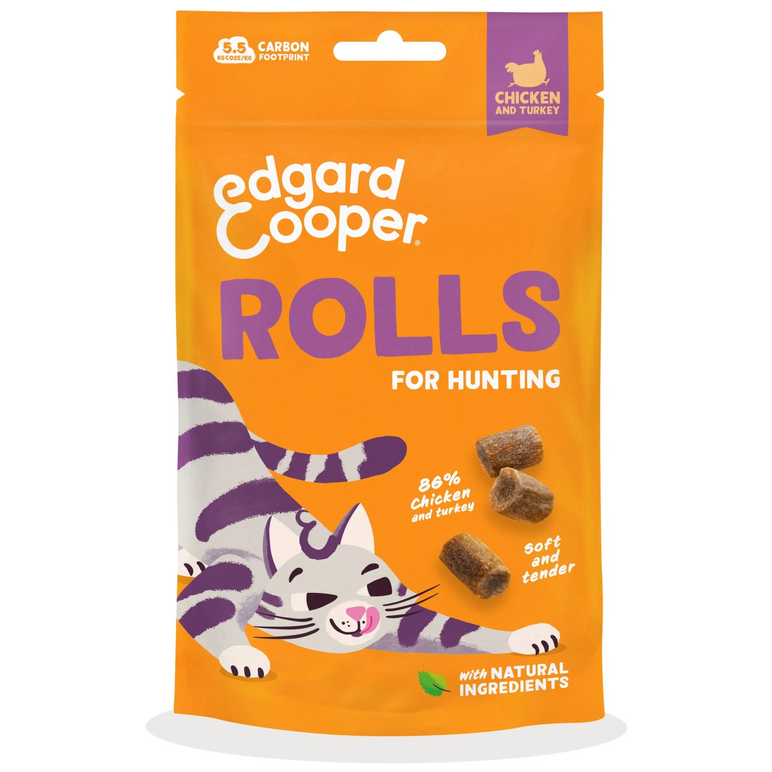 Edgard & Cooper Snack per gatti Rolls Pollo e tacchino 45 g Edgard & Cooper Snack per gatti Rolls Pollo e tacchino 45 g