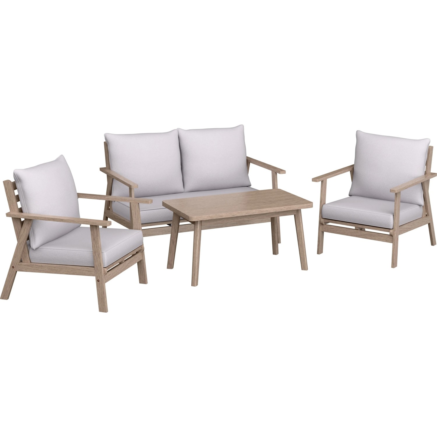 Loungegruppe Woodsboro® Akazienholz Weiss-Geölt/Beige 4-tlg. Loungegruppe Woodsboro® Akazienholz Weiss-Geölt/Beige 4-tlg.
