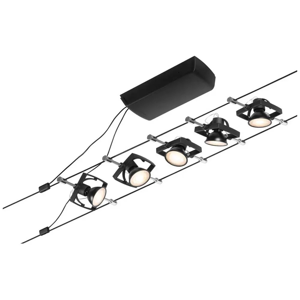 Paulmann Seilsystem-Basis-Set Mac II 5 x GU5,3 matt Schwarz 10 m Paulmann Seilsystem-Basis-Set Mac II 5 x GU5,3 matt Schwarz 10 m