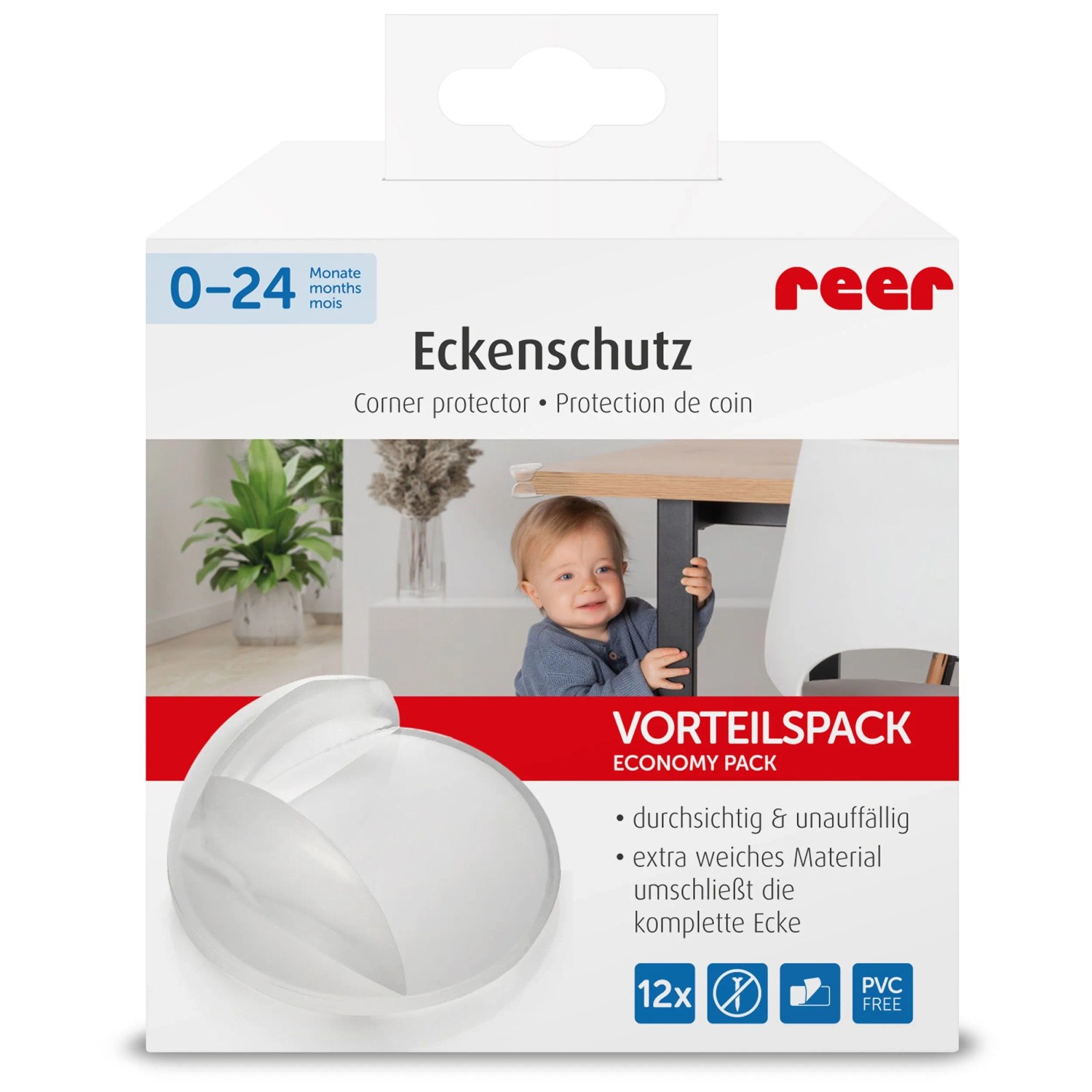 Reer Eckenschutz rund Kunststoff Transparent 12 Stk. Reer Eckenschutz rund Kunststoff Transparent 12 Stk.