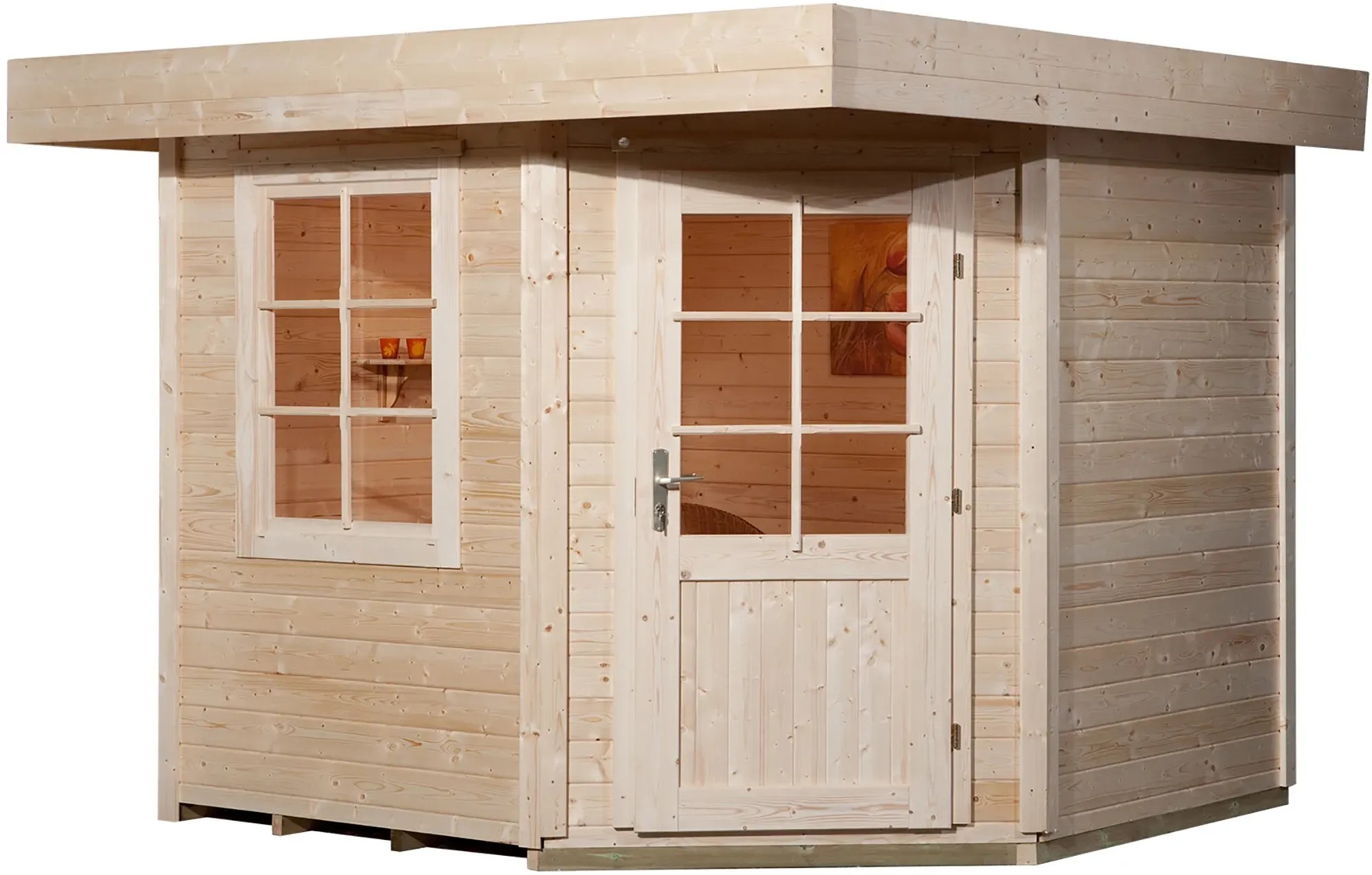 Weka Holz-Gartenhaus Flachdach Unbehandelt 298 cm x 338 cm Weka Holz-Gartenhaus Flachdach Unbehandelt 298 cm x 338 cm