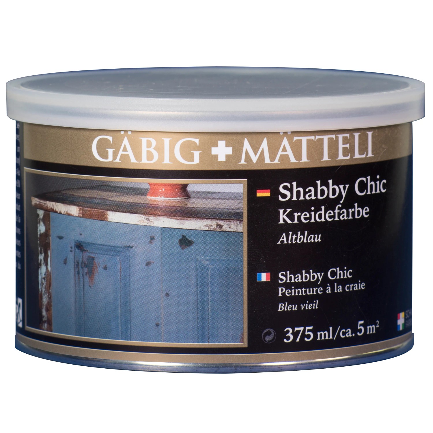 Gäbig+Mätteli Shabby Chic Kreidefarbe matt Altblau 375 ml Gäbig+Mätteli Shabby Chic Kreidefarbe matt Altblau 375 ml
