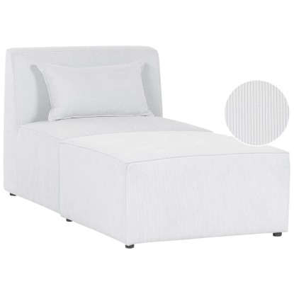 Beliani Chaise longue Lemvig Cord Blanc crème Beliani Chaise longue Lemvig Cord Blanc crème