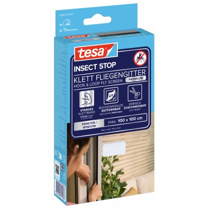 tesa Fliegengitter Fenster mit Klettband Comfort Weiss 100 cm x 100 cm tesa Fliegengitter Fenster mit Klettband Comfort Weiss 100 cm x 100 cm