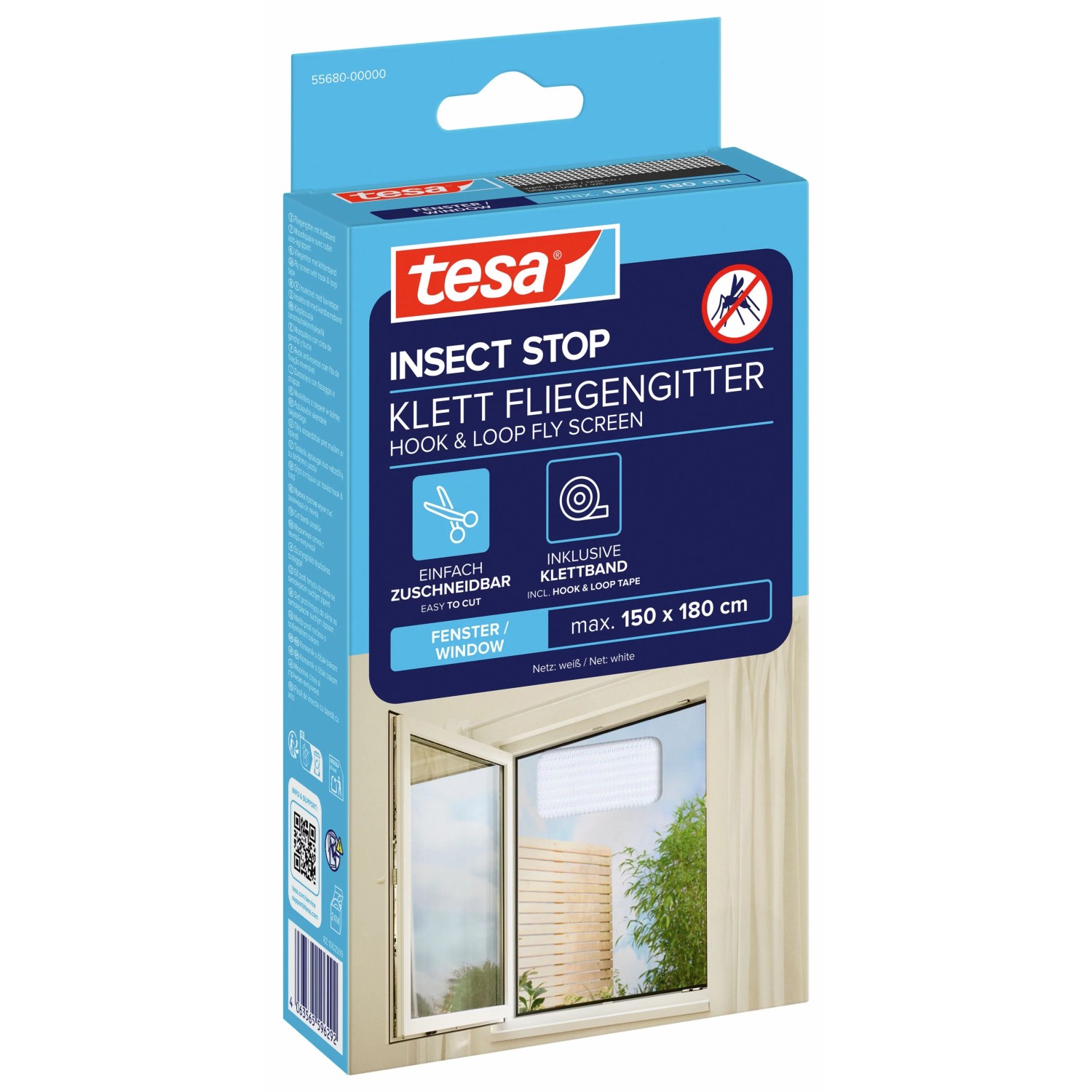 Tesa Insect Stop Zanzariera standard con nastro in velcro Bianco 180 x 150 cm Tesa Insect Stop Zanzariera standard con nastro in velcro Bianco 180 x 150 cm