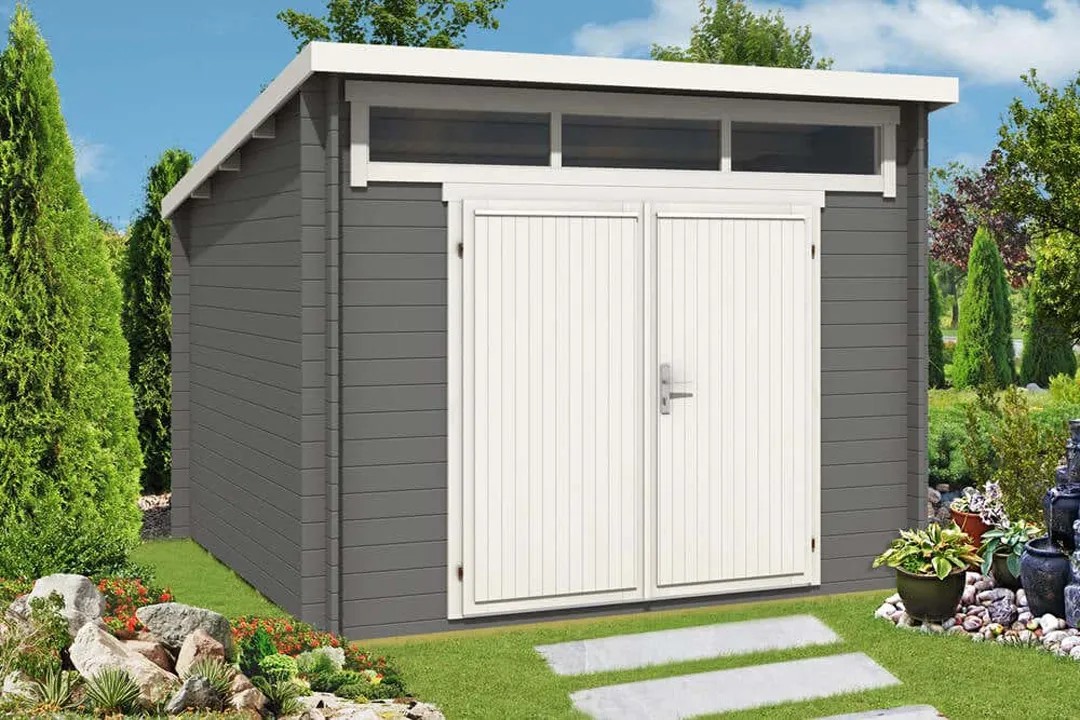 Alpholz Gartenhaus Maria-Optima Pultdach 320 cm x 345 cm Anthrazit Alpholz Gartenhaus Maria-Optima Pultdach 320 cm x 345 cm Anthrazit