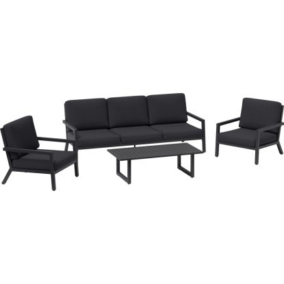 Ensemble lounge Springtown en aluminium Noir Gris foncé 4 pièces Ensemble lounge Springtown en aluminium Noir Gris foncé 4 pièces