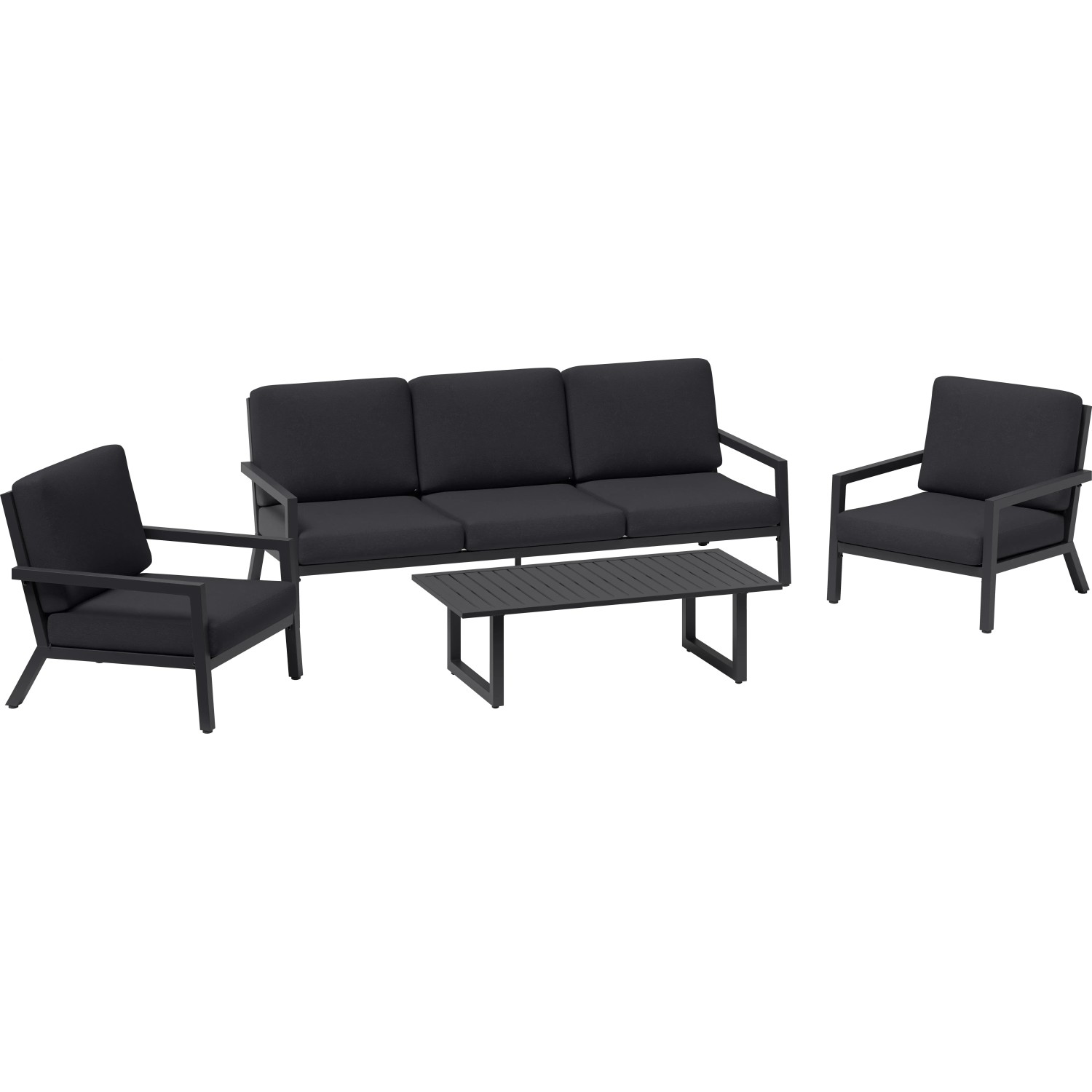 Ensemble lounge Springtown en aluminium Noir Gris foncé 4 pièces Ensemble lounge Springtown en aluminium Noir Gris foncé 4 pièces