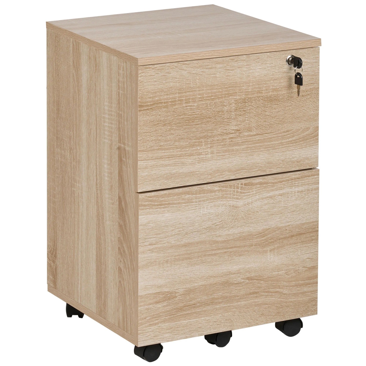 Beliani Armoire de bureau Johnson à roulettes marron clair 62 x 40 x 40 cm Beliani Armoire de bureau Johnson à roulettes marron clair 62 x 40 x 40 cm