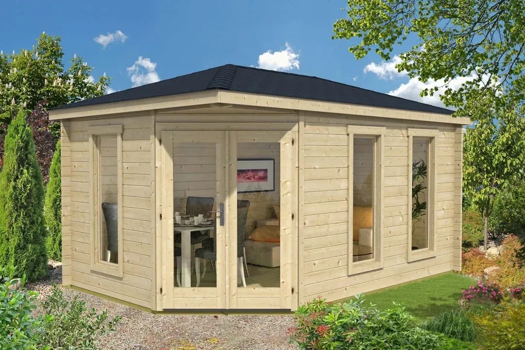 Alpholz Gartenhaus Lido-40 Walmdach 470 cm x 325 cm Hellbraun Alpholz Gartenhaus Lido-40 Walmdach 470 cm x 325 cm Hellbraun