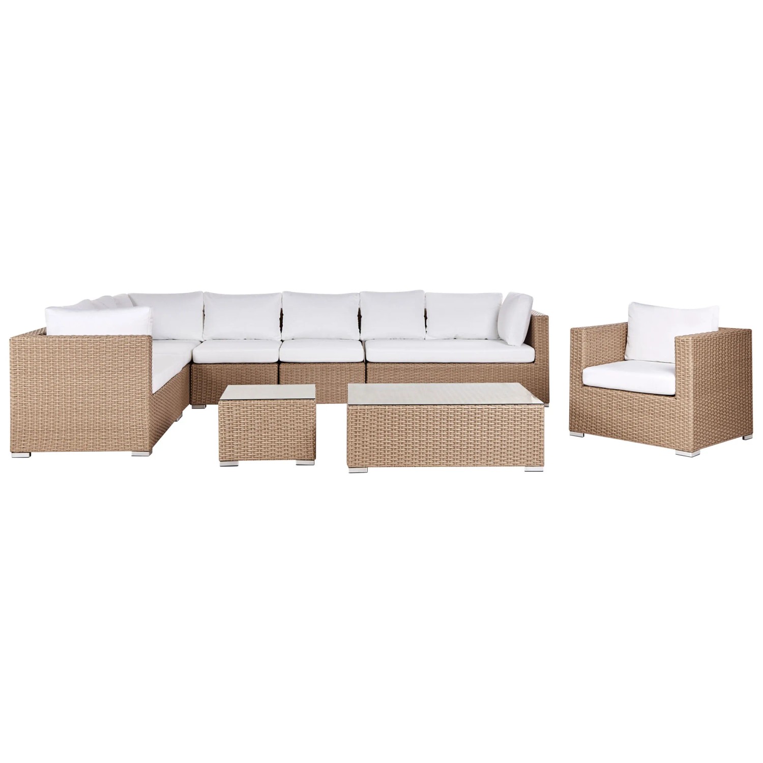 Beliani Lounge-Set XXL 8-Sitzer Polyrattan Sandbeige Beliani Lounge-Set XXL 8-Sitzer Polyrattan Sandbeige