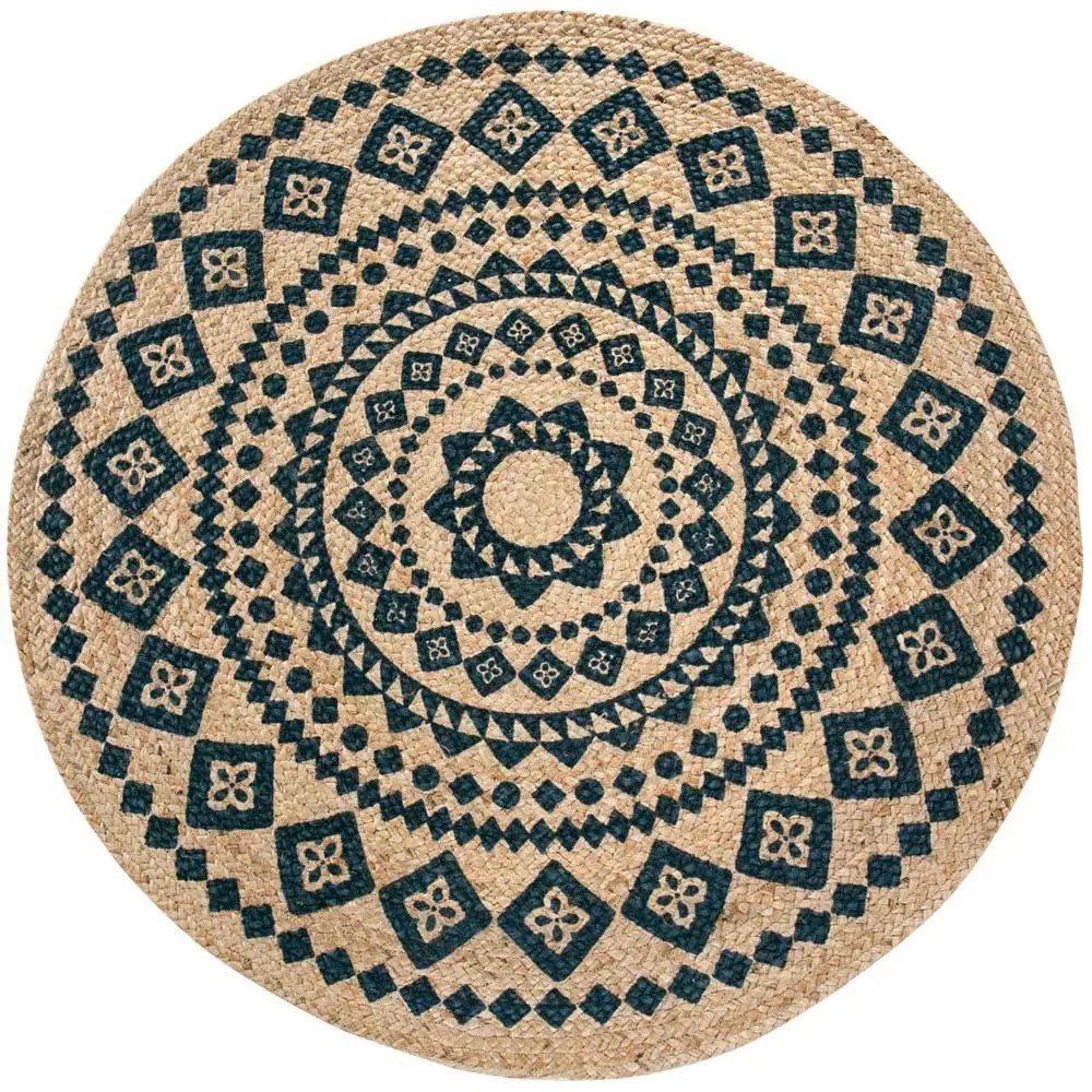 Tapis en jute Malo avec ornements Ø 80 cm Tapis en jute Malo avec ornements Ø 80 cm