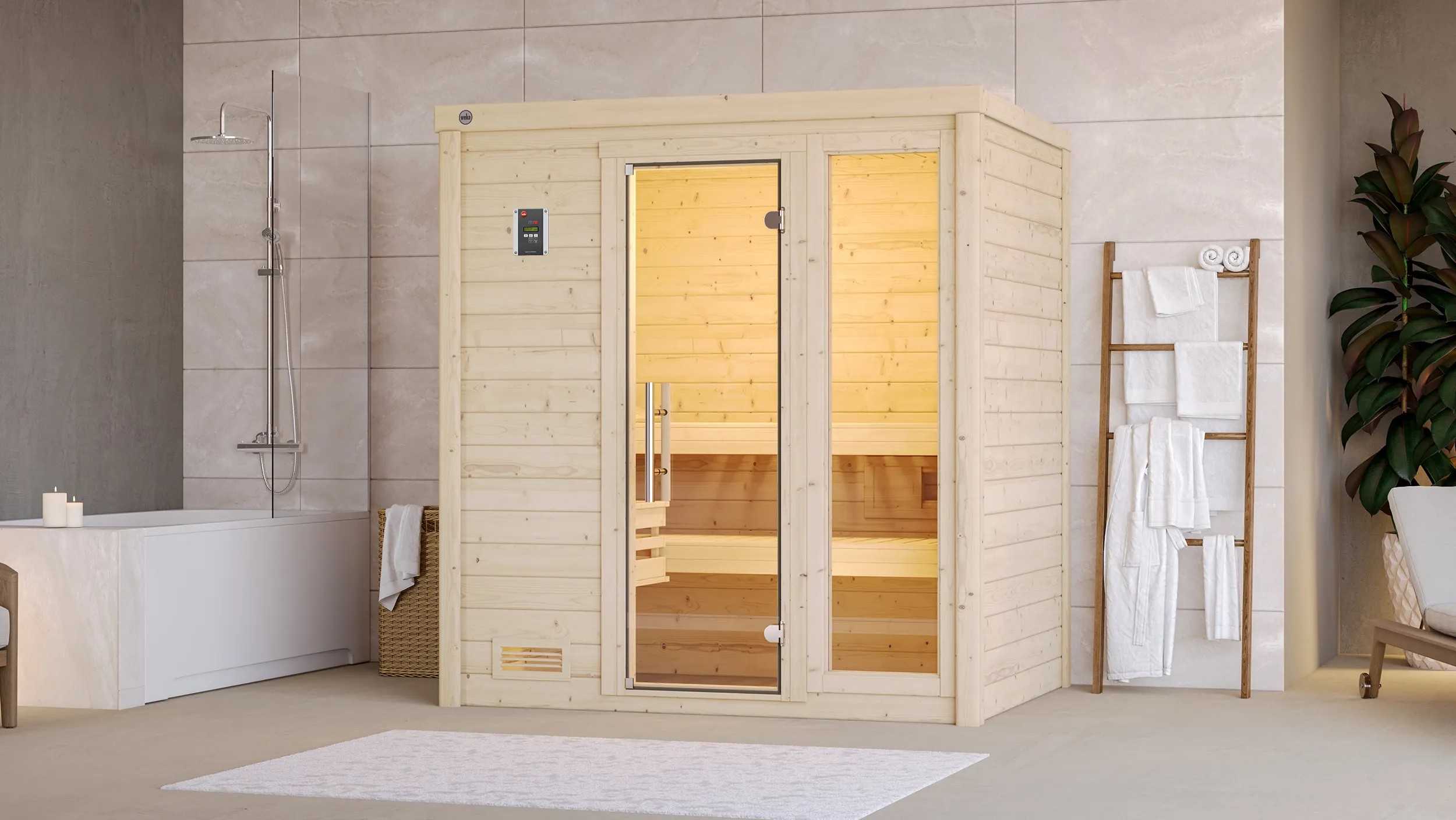 Weka Sauna in legno massiccio Bergen 1 set risparmio 5,4 kW Weka Sauna in legno massiccio Bergen 1 set risparmio 5,4 kW