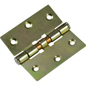 Cerniera zincata gialla con perno sciolto, 75x75 mm, per collegamenti mobili.