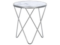 Beliani Table d'appoint Meridian verre de sécurité Blanc Ø 50 / H 55 cm