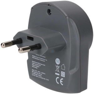 Grauer Q2 Power USB-Charger Euro Zwischenstecker mit zwei USB-Anschlüssen.