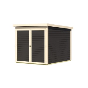 Garage per biciclette Karibu Terragrau: Box in legno con doppia porta, spazio fino a 3 bici.