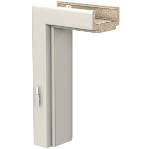 Telaio porta CPL bianco, 73,5x211 cm, battuta a sinistra, per muro da 10 cm.